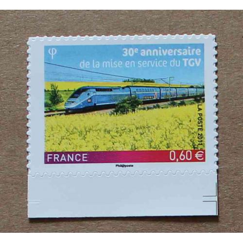 A2-J1 : 30è anniversaire de la mise en service du premier train à grande vitesse (TGV).  Autoadhésif